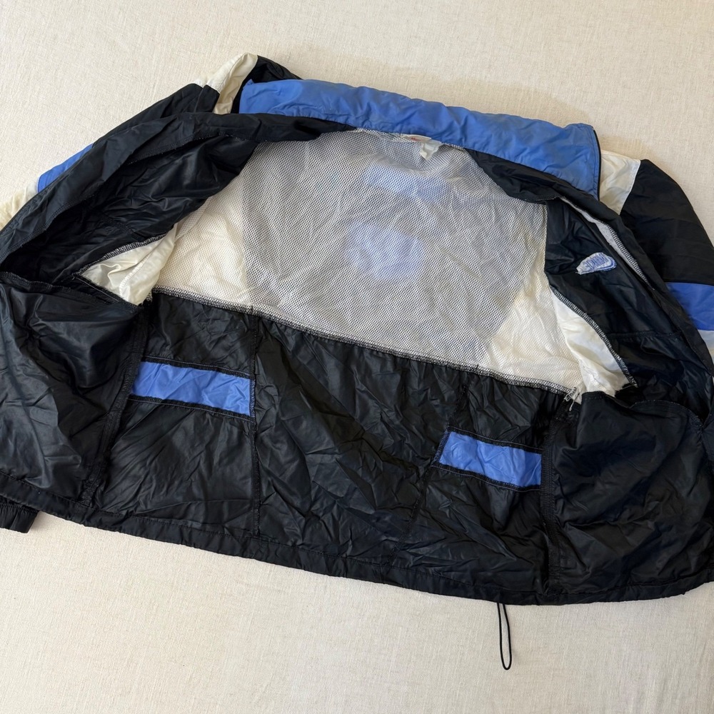 Vintage Nike Windbreaker Jacket Mens Medium Black Blue Colorblock 90s Sportswear - Picture 4 of 9
